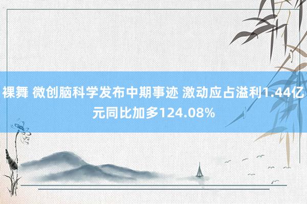 裸舞 微创脑科学发布中期事迹 激动应占溢利1.44亿元同比加多124.08%