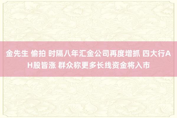 金先生 偷拍 时隔八年汇金公司再度增抓 四大行AH股皆涨 群众称更多长线资金将入市