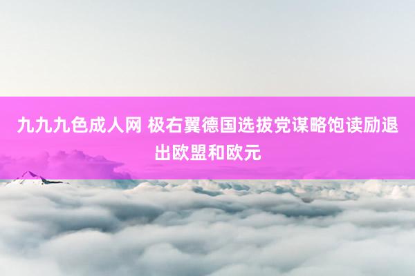 九九九色成人网 极右翼德国选拔党谋略饱读励退出欧盟和欧元