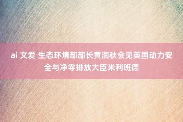 ai 文爱 生态环境部部长黄润秋会见英国动力安全与净零排放大臣米利班德